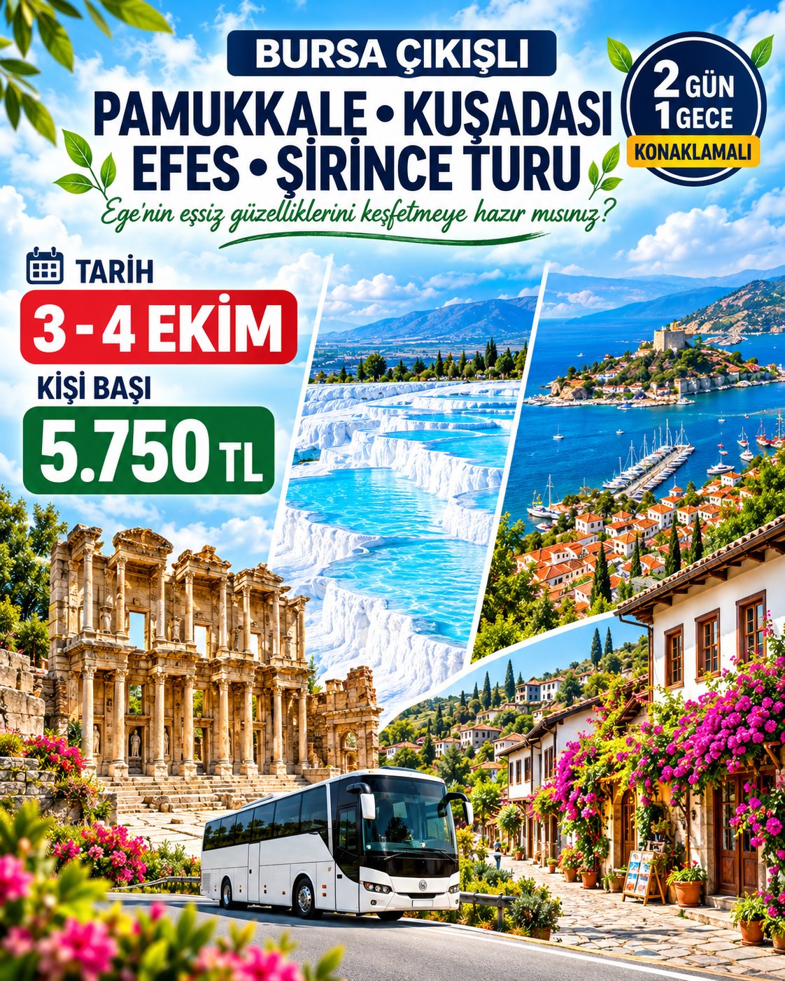 KONAKLAMALI PAMUKKALE KUŞADASI EFES ŞİRİNCE TURU